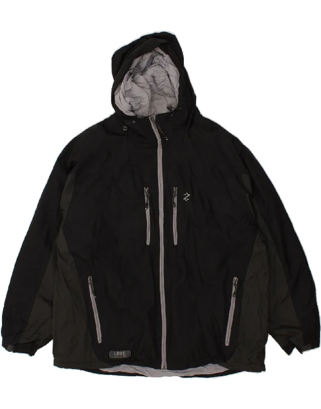 Bargain Blast IZOD Womens Hooded Windbreaker Jacket UK 18 XL Black Colourblock Polyester