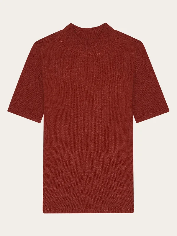Price Smash Rib high neck short sleeve - Fired Brick