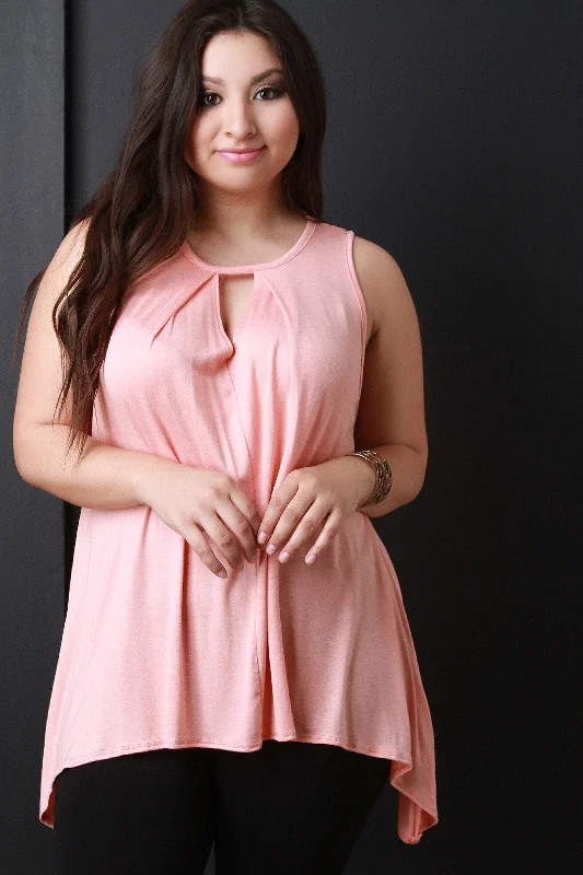Weekend Deals You Can't Resist Keyhole Sleeveless Handkerchief Top
