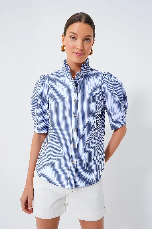 Daily Deals Blue Striped Alicia Blouse