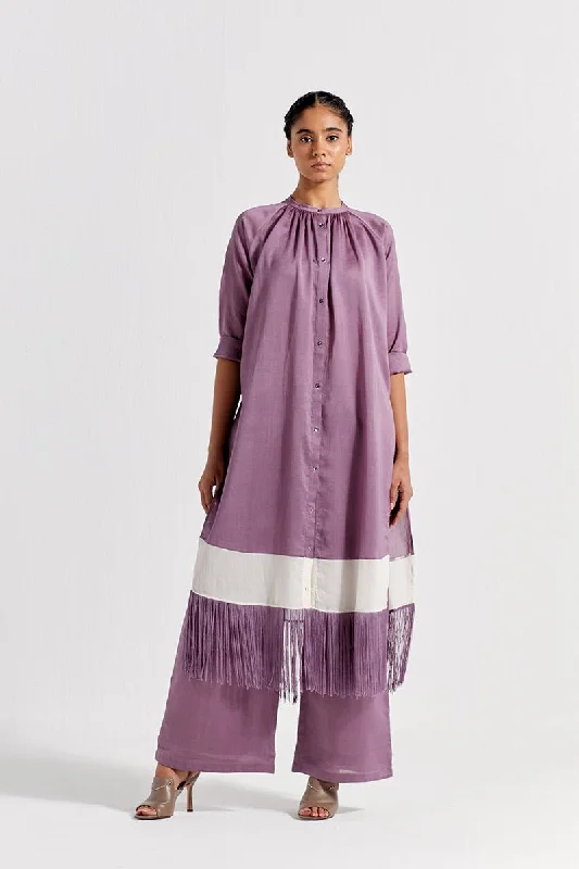 Your Weekend, Your Savings Panel Gather Neck Shirt - Lilac