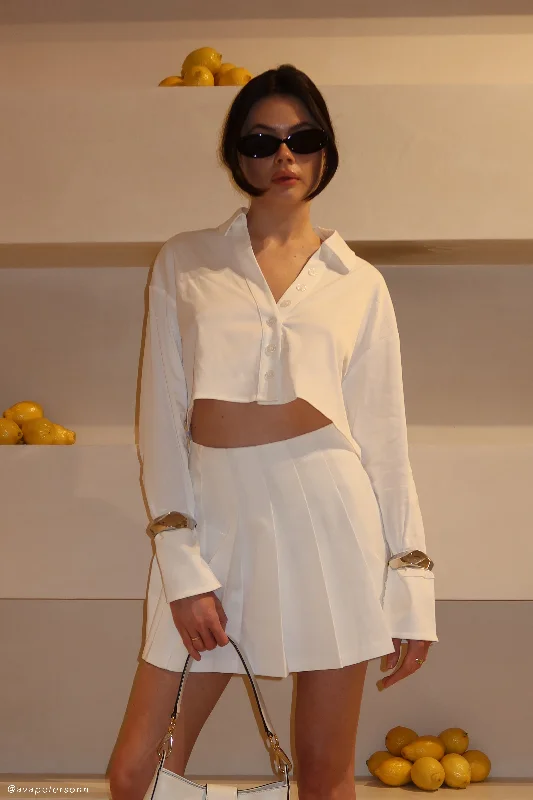 While Supplies Last Julianna Cotton Button Up Shirt - White