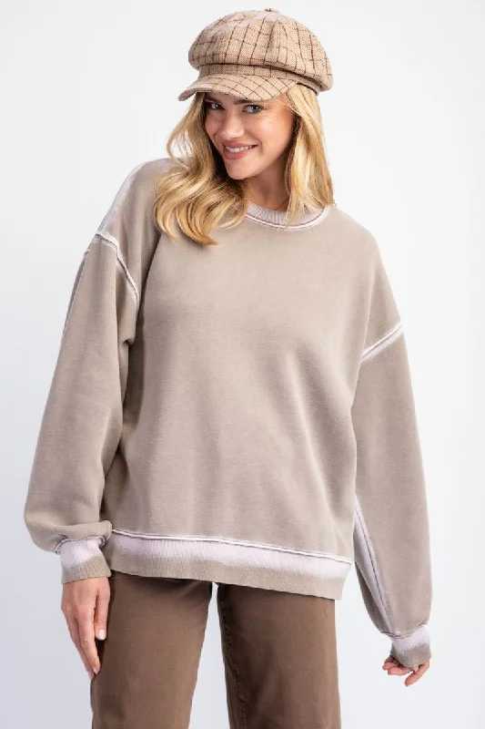 YEAR-End Sale Washed Terry Knit Pullover