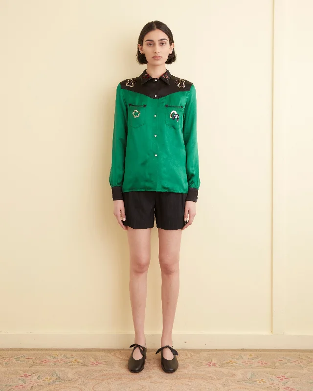 Sale Event Sequin Rodeo Shirt - Dark Green