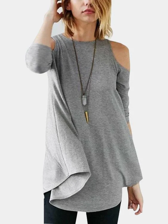 Special Buy Custom Plain 3/4 Sleeve Irregular Hem Top