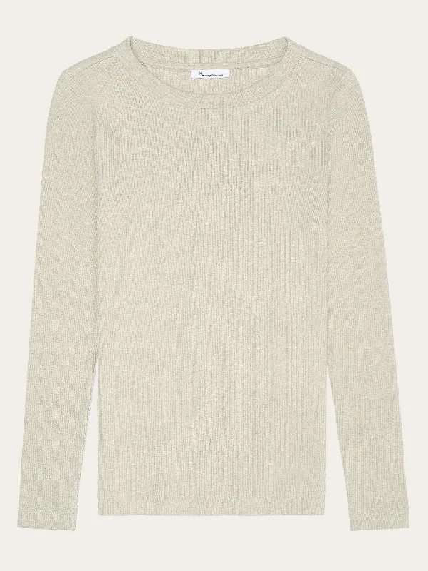 Clearance Items Rib Scoop neck long sleeved - Gray Chateau Melange