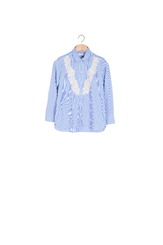 Deal of the Day Chemise à fines rayures avec dentelle