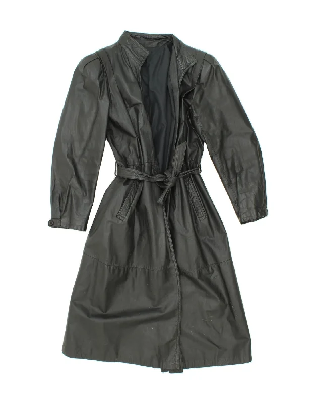 Weekend Deal VINTAGE Womens Leather Coat UK 12 Medium Black