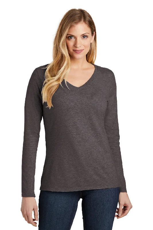 Deal Zone District Womens Very Important Long Sleeve V-Neck T-Shirts - Heather Charcoal Grey Deal Zone District Womens Very Important Long Sleeve V-Neck T-Shirts - Heather Charcoal Grey