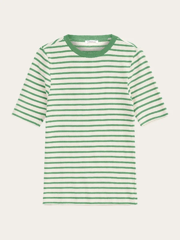 Closeout Striped rib t-shirt - Green stripe