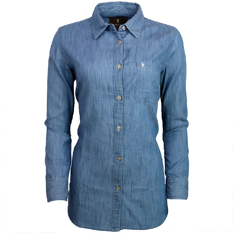 Buy More, Save More The Celtic Ranch Women's Classic Long Sleeve Button-Down Denim Shirt