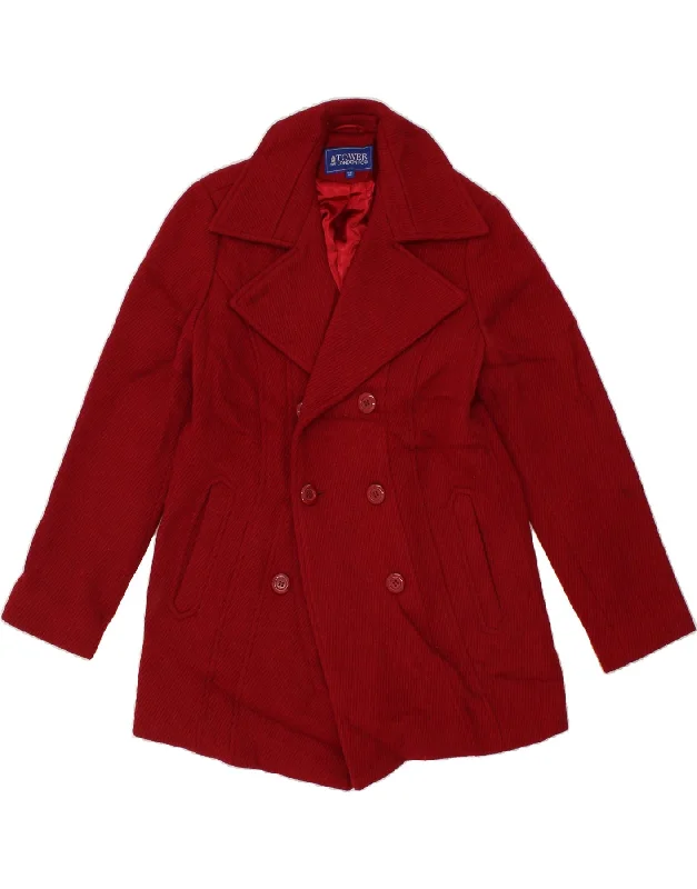 Weekend Discounts to Relish LONDON FOG Womens Oversized Double Breasted Coat UK 10 Small Red Wool
