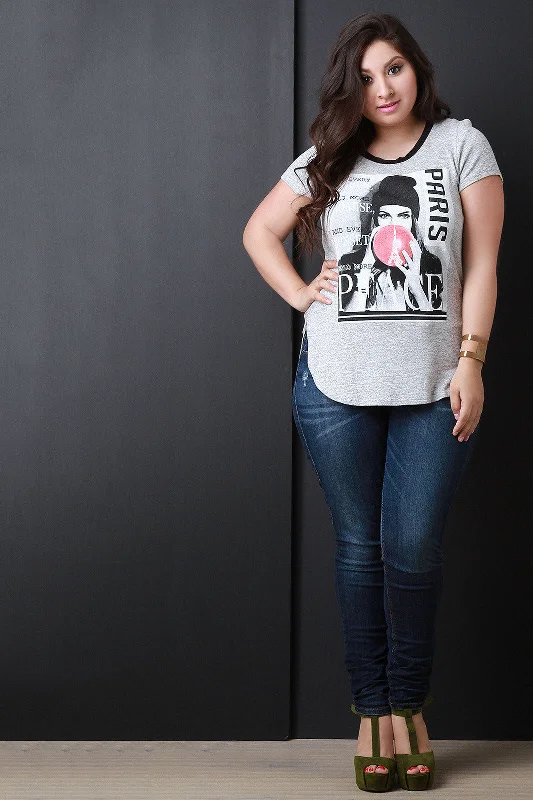 Time-Limited Offer Paris Graphic Print Tee Shirt