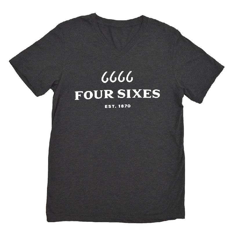 Steals and Deals Heather Black Logo Short Sleeve V-Neck
