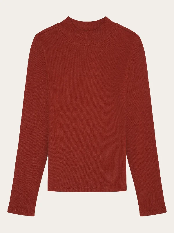Friends and Family Sale Rib high neck LS - Fired Brick