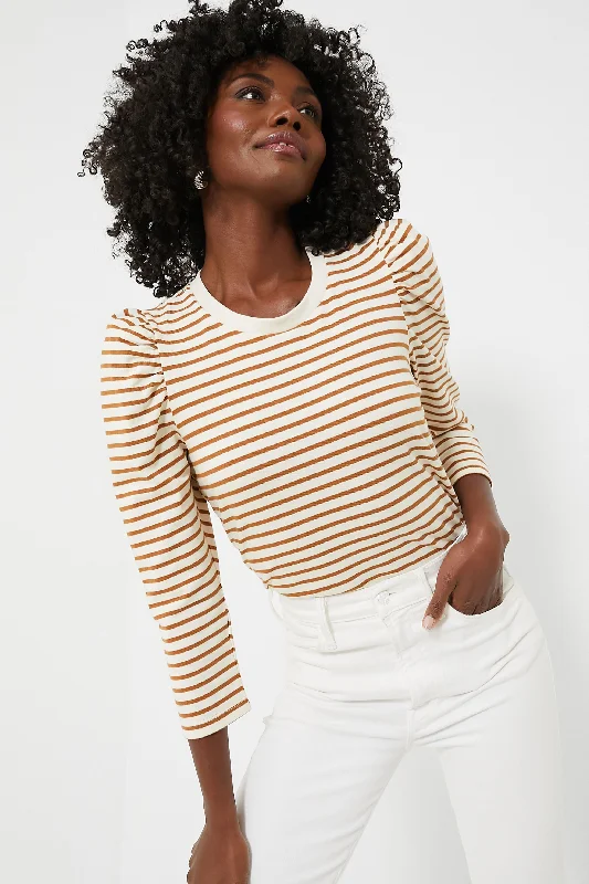 Daily Deals Tan Striped Vesty Long Sleeve Crewneck