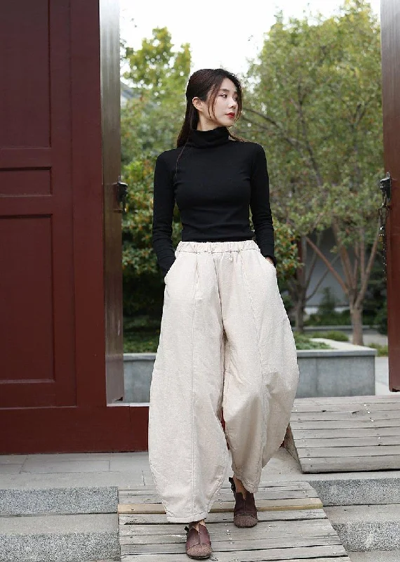 Price Slash Cotton Linen Leisure Elastic Waist Warm Harem Pants 2020