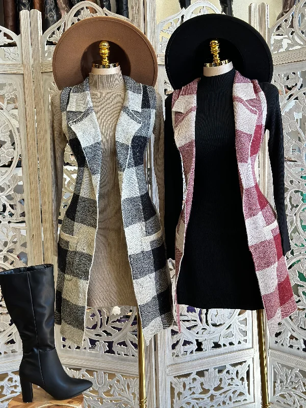 Final Offer Plaid Pattern Blazer Vest