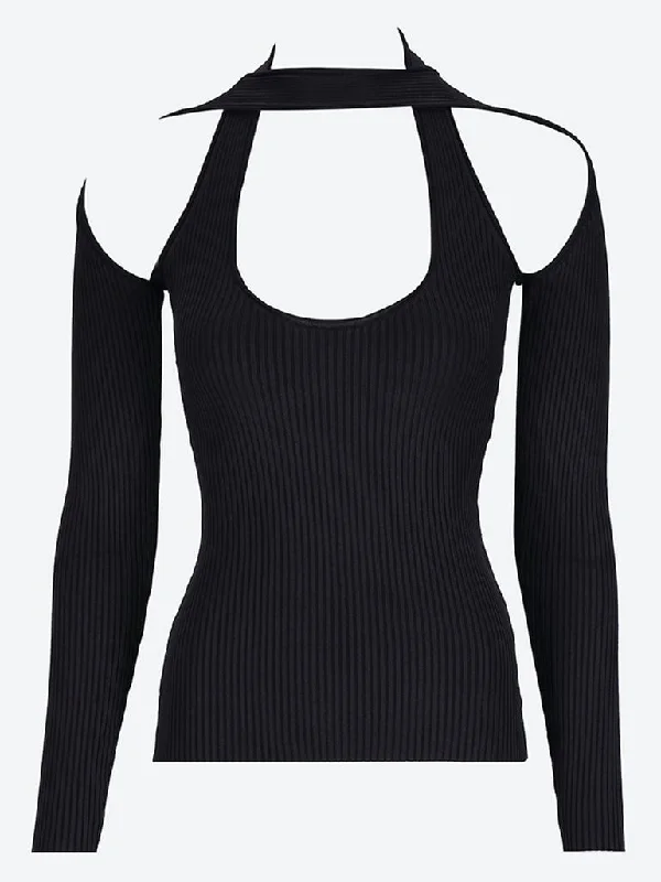 Don't Wait Long sleeve cut-out knit top