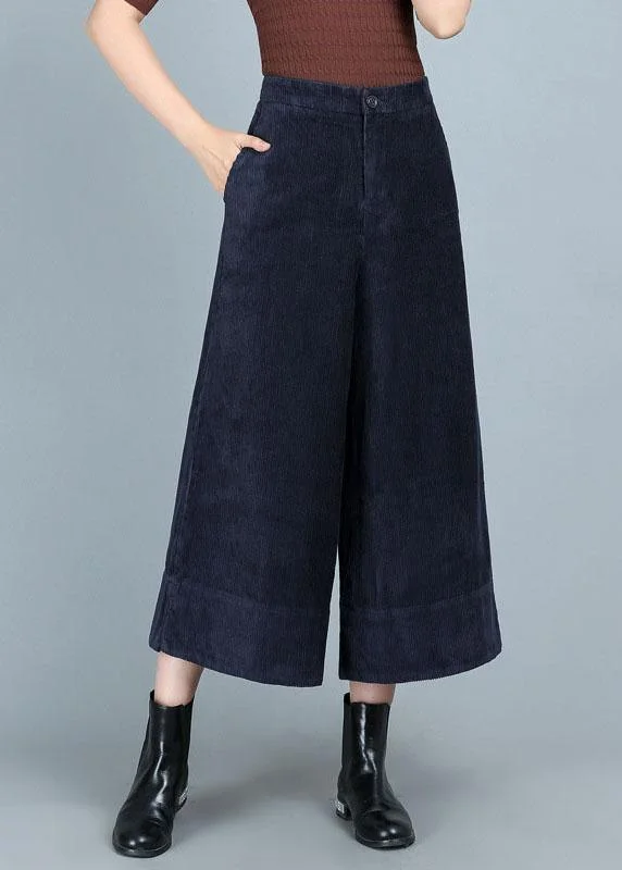The Best Prices Chic Blue Pockets Button Straight Fall Pants