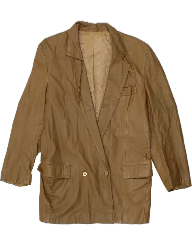 Don't Miss VINTAGE Womens Leather Coat IT 48 XL Brown Leather