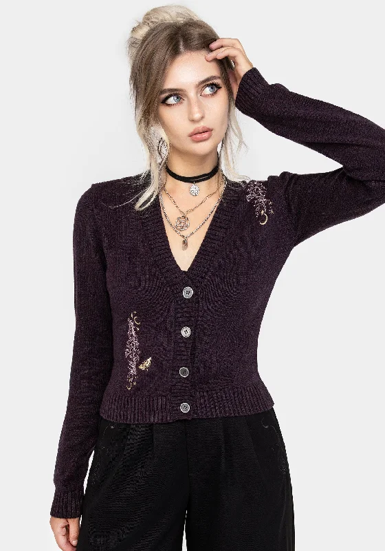 Time-Limited Offer Foxglove Embroidered Knit Cardigan