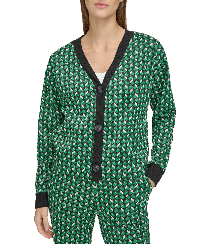 Deep Discounts Knit Jacquard Button Front Cardi