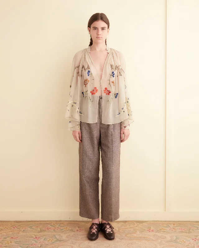 Members Only Embroidered Flower Study Shirt