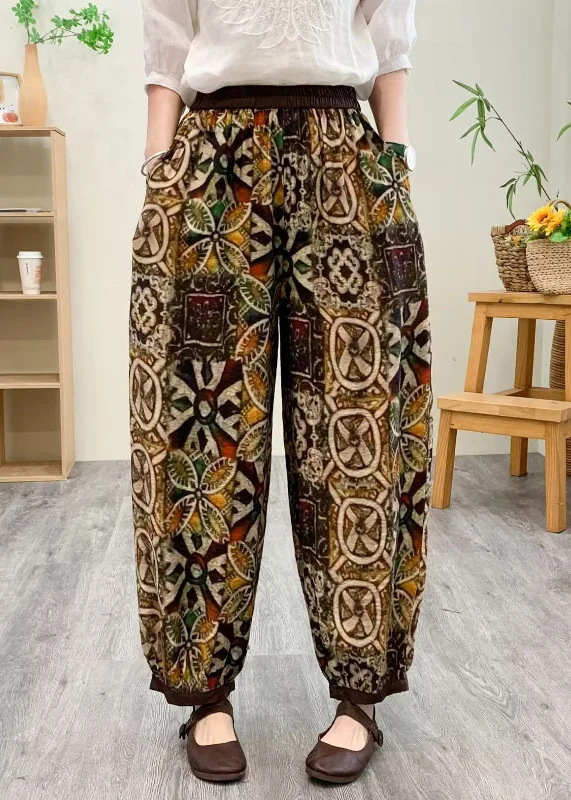 Extra Discount Boutique Yellow Elastic Waist Silk Linen Crop Harem Pants