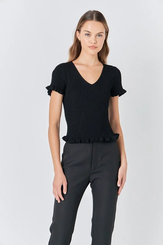 Super Discount Black Lettuce Edge Top