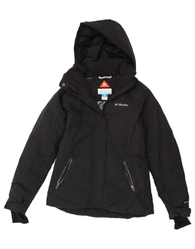 Steals and Deals COLUMBIA Womens Omni-Heat Hooded Windbreaker Jacket UK 6 XS Black Nylon