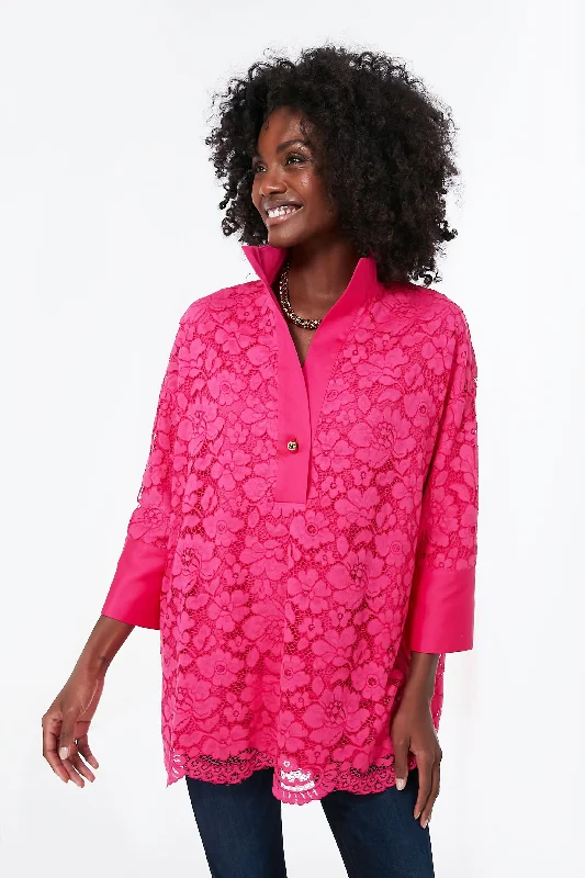 Weekend Offers You Can't Ignore Hot Pink Lace Willow Blouse