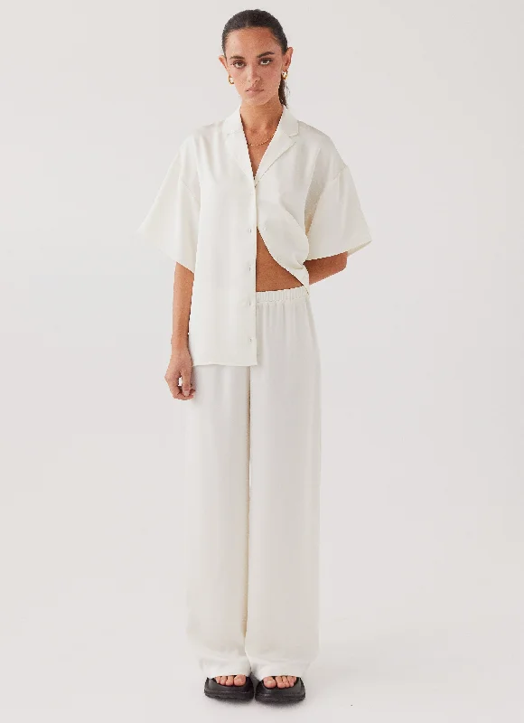 Unbeatable Prices Palm Cove Satin Pants - Pearl Dove