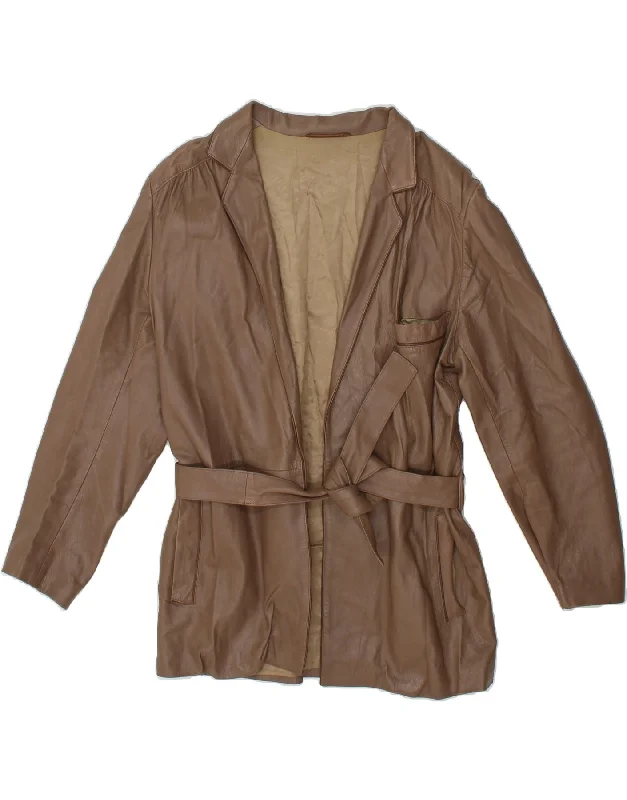 Price Meltdown VINTAGE Womens Leather Jacket UK 14 Large Brown