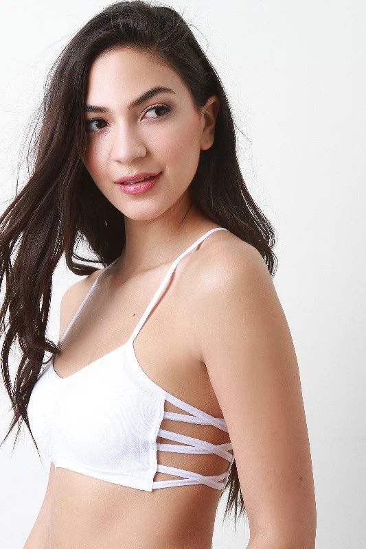 Best Bargains Strappy Side Textured Knit Bralette