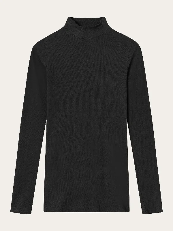 Weekend Sale: Don't Miss Out Rib high neck long sleeve - Black Jet