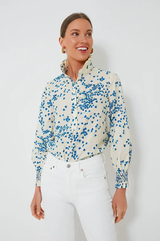 Weekend Deals That Please Tan Tossed Floral Teagan Popover