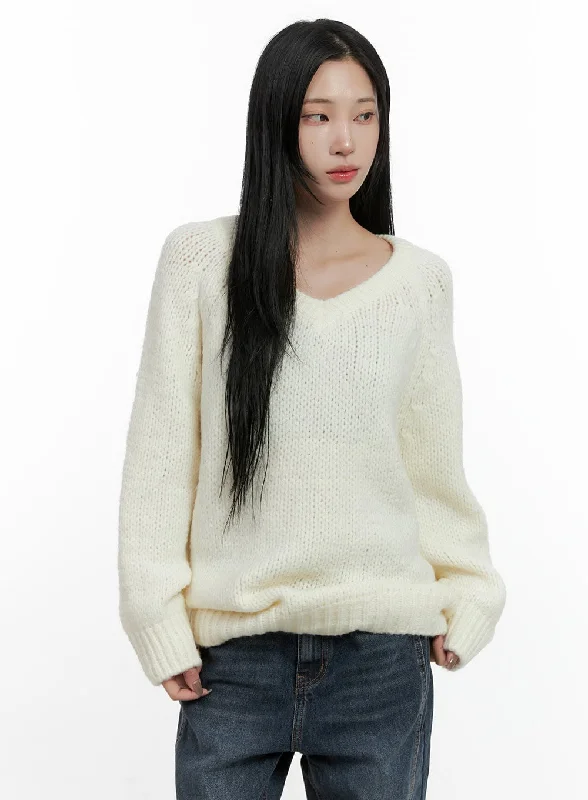 Markdowns V-Neck Oversized Sweater CN407