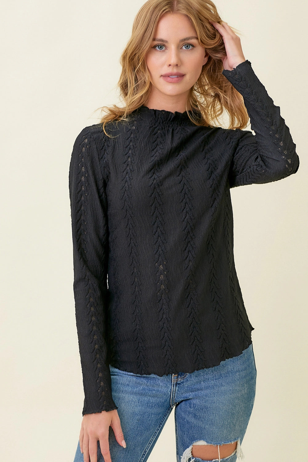 Midnight Madness Lettuce Edge Textured Top