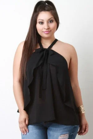 Discount Deals Plus Size Halter Trapeze Racerback Top