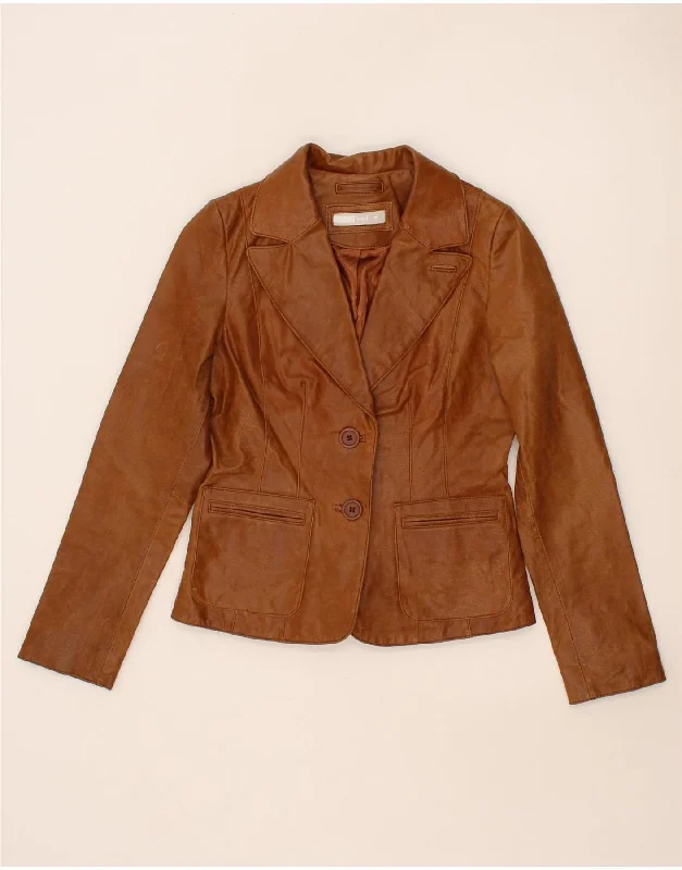 Huge Savings VINTAGE Womens Leather Jacket UK 10 Small Brown Leather