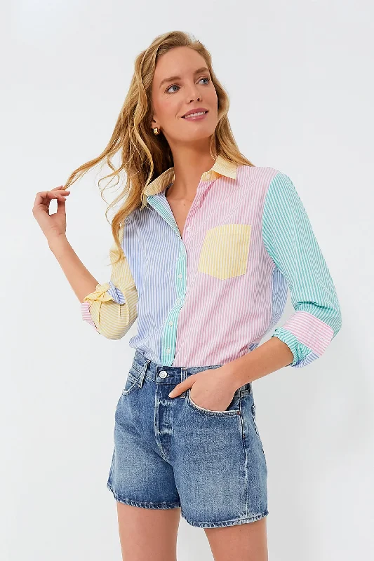 Weekend Savings Spectacular Bright Multi Stripe Boyfriend Shirt