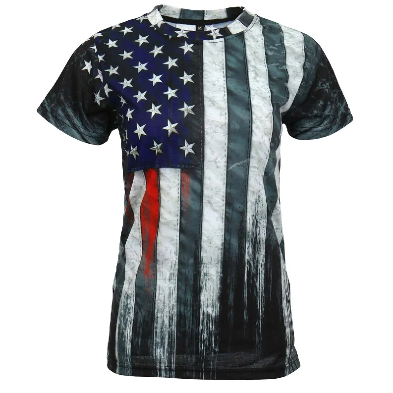 Time-Sensitive Hot Leathers Ladies Heartbeat Flag Fitted Short Sleeve 3D All Over Printed T-Shirt GLS1005