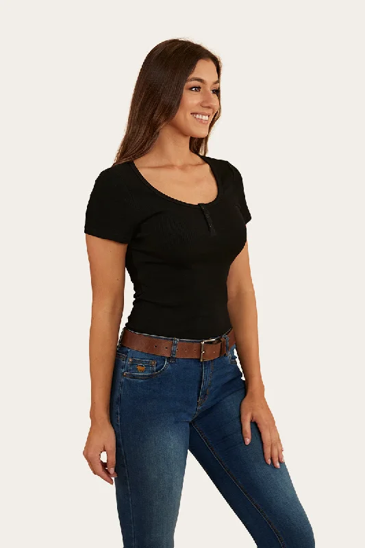 Weekend Deals That Please Arabella Womens Scoop Neck Baby Tee - Black