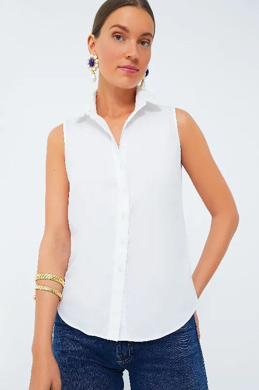 Unbeatable Prices White Sleeveless Essentials Shirt