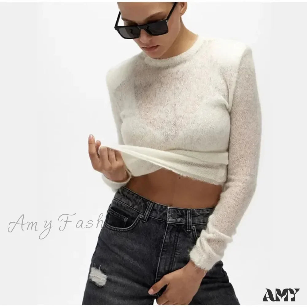 Act Now Women Elegant Soft Knitted Pullover Lady Casual Crew Neck Long Sleeve Outwear Sweater
