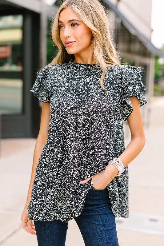 Blowout Sale Join You Later Black Leopard Top