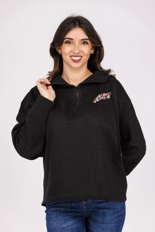 Inventory Reduction Feeling Festive Quarter Zip Hoodie *Final Sale*