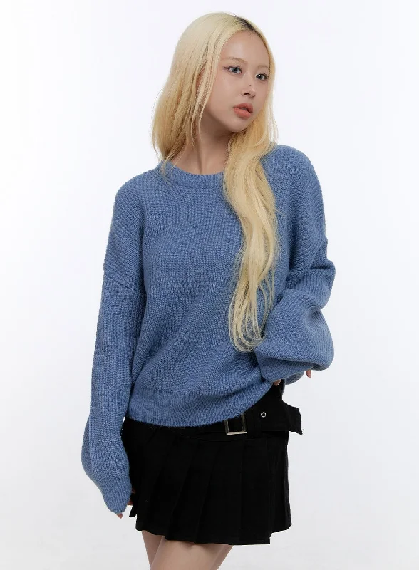 Online Exclusive Basic Round Loose Fit Sweater CO419