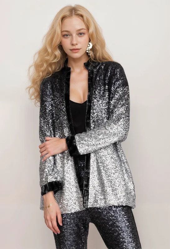 Best Choice Johnny Was Sequin Black Button Up Shirt R17623 Boho Chic